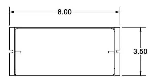 Top-down drawing of the pocket opening dimensioned 8.00 inches by 3.50 inches