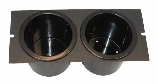 D&R CA-0107 dual cupholder for emergency vehicle consoles, black faceplate with two deep round wells