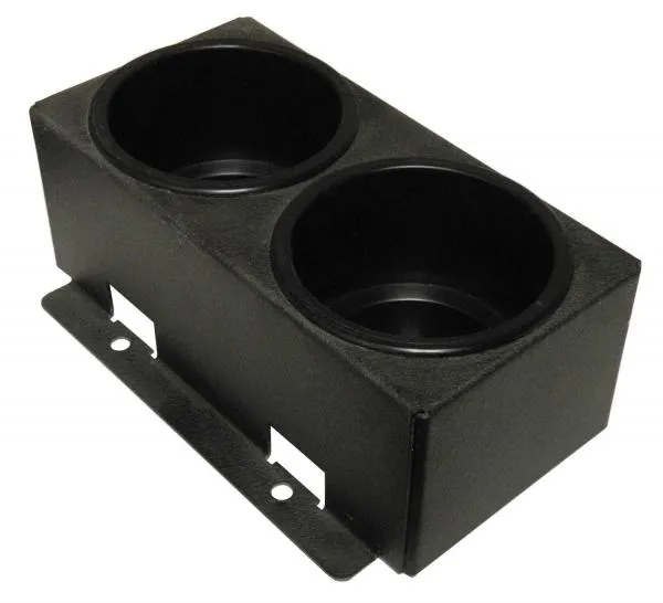 D&R CA-0117L dual cupholder with two deep wells and slotted mounting flange, black textured finish