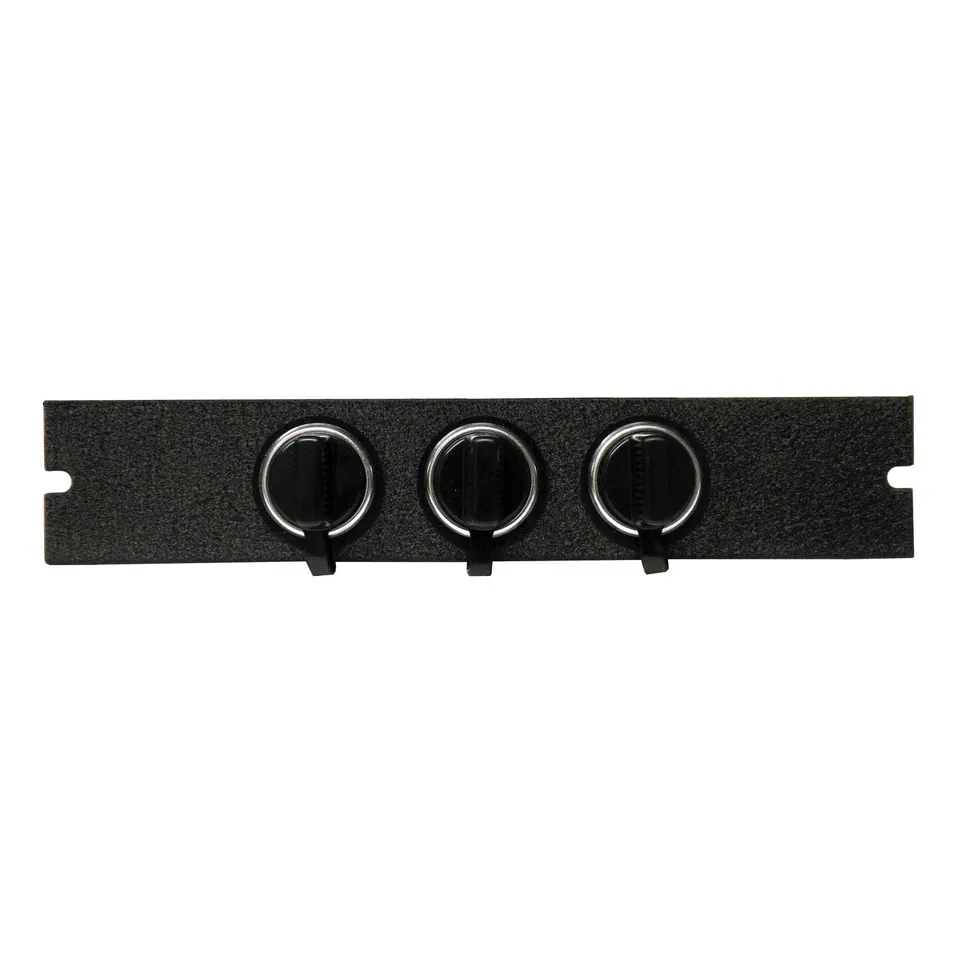 D&R CA-0103S triple outlet 12V power accessory on a black console faceplate with chrome socket bezels