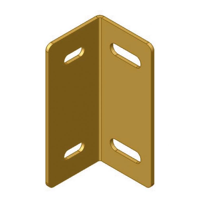 D&R 825-0138A arrowboard mounting bracket, gold-finished steel angle with four slotted bolt holes