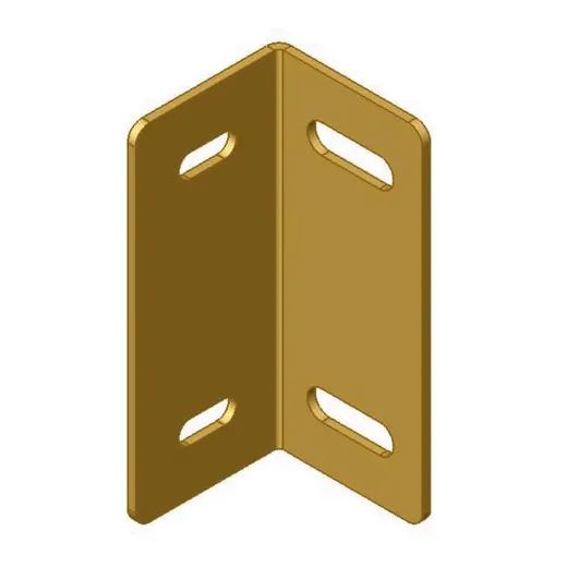 D&R 825-0138A arrowboard mounting bracket, gold-finished steel angle with four slotted bolt holes
