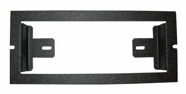 D&R console faceplate in a black textured finish with a rectangular radio cut-out and two slotted mounting brackets