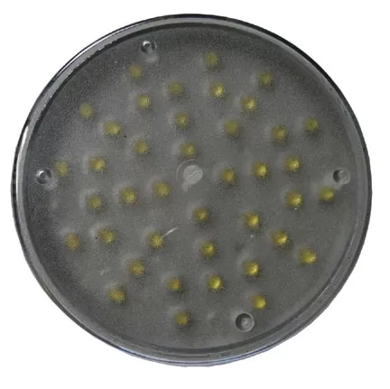 D&R PAR36-40A arrowboard lamp module with a clear lens over 40 amber LEDs, viewed straight on