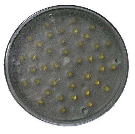 D&R PAR36-40A arrowboard lamp module with a clear lens over 40 amber LEDs, viewed straight on