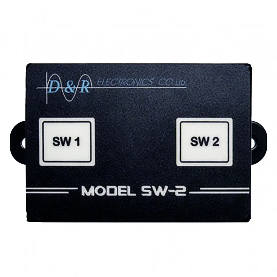 D&R SW-2 dual switch module with backlit SW 1 and SW 2 buttons on a black anti-spill LEXAN front