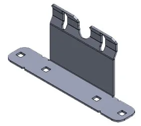 D&R 936-0521A deck mount L bracket, 2 inch tall single upright with hooked slots on a slotted base
