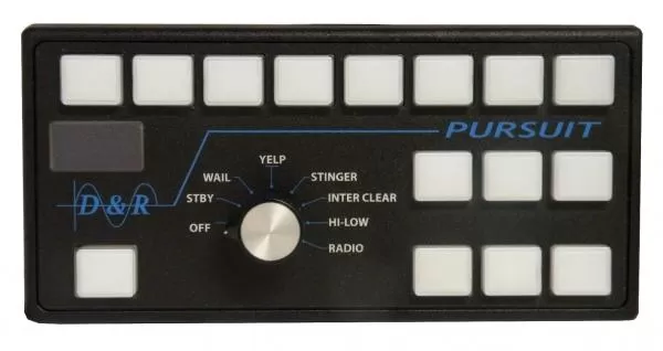 D&R F5RM-IQTP IQ Series light and siren control head with a 7-position rotary switch marked Wail to Radio
