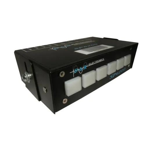 D&R SP6200 switch pack with six backlit white push-button switches in a black metal case