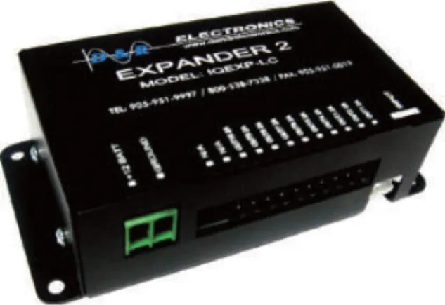 D&R IQEXP-LC low current expander with 10 solid state outputs, pin header strip and mounting flanges