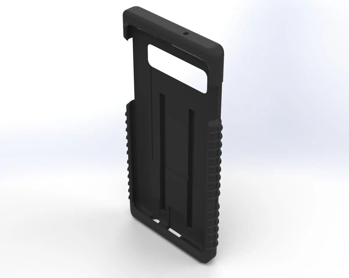 Angled look into the empty S10 shell, corner grips and slotted inner back wall in view