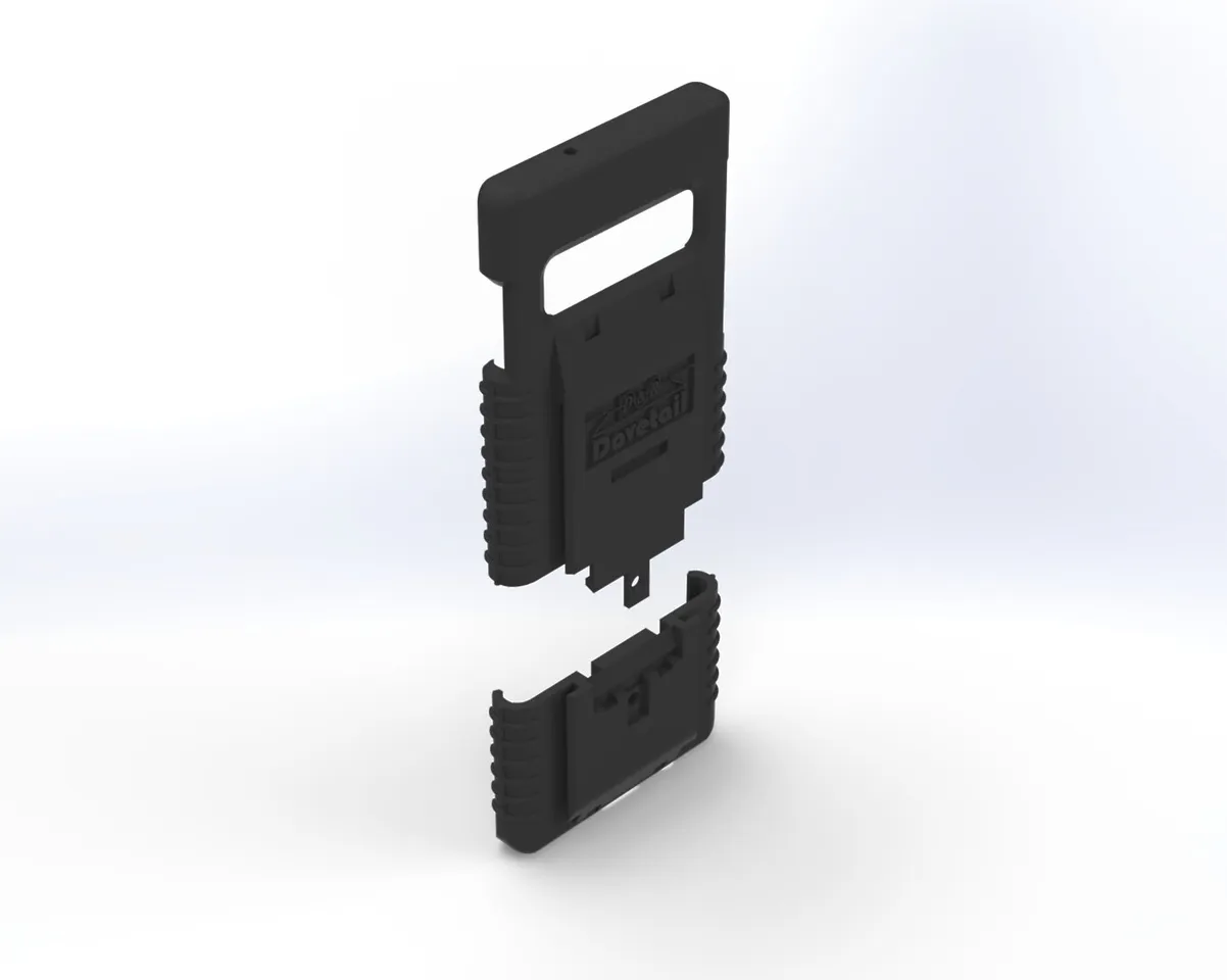 Two-piece S10 case separated, main shell above the removable bottom section, rear three-quarter view