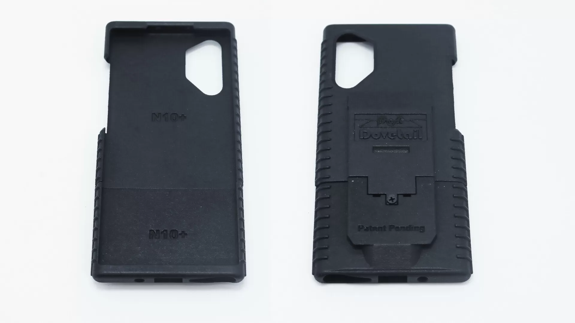 D&R Dovetail phone case for the Galaxy Note10+, interior stamped N10+ shown beside the outer shell