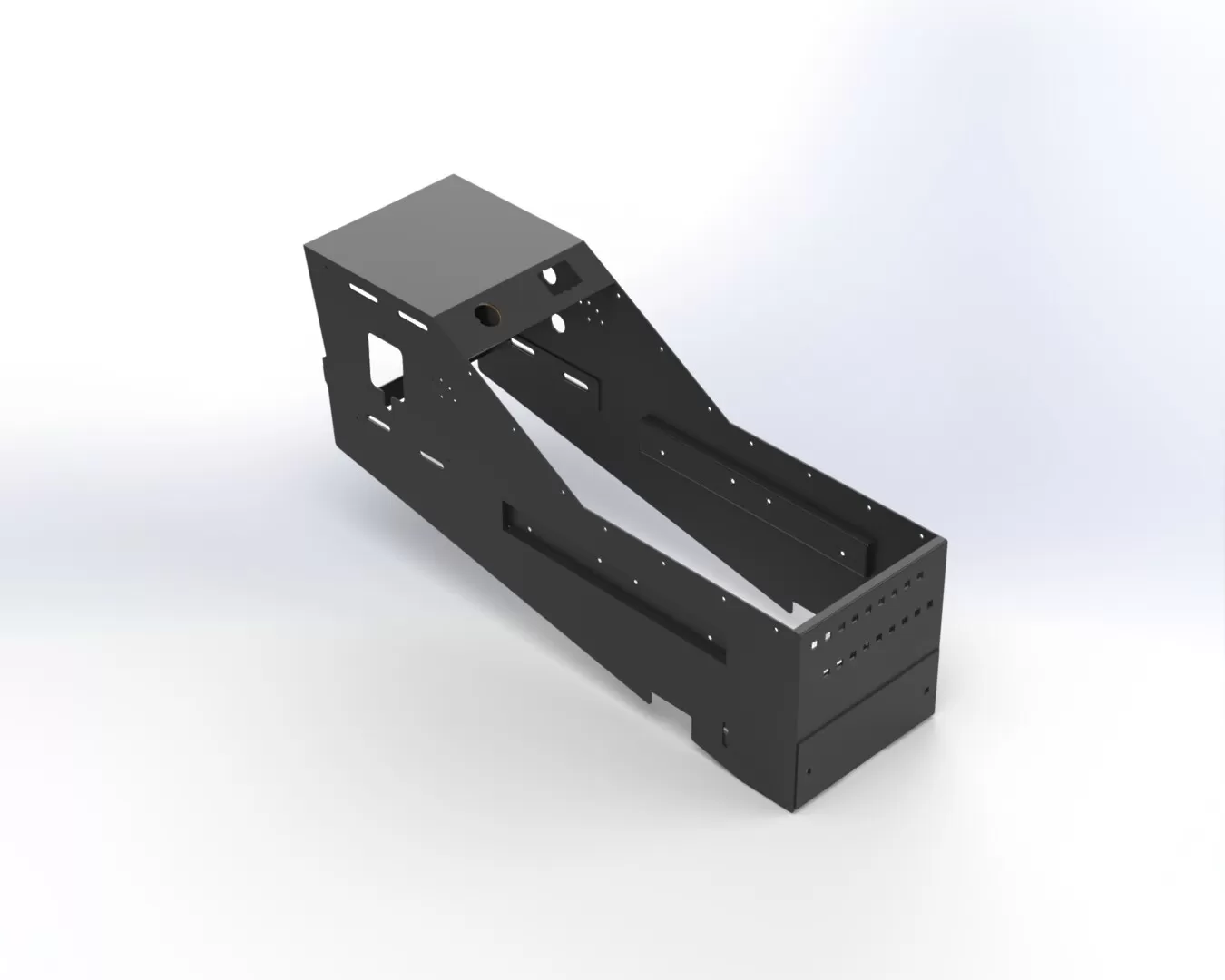 D&R 901-0169A emergency vehicle console for the Ford Interceptor Utility, inclined rail and open bay