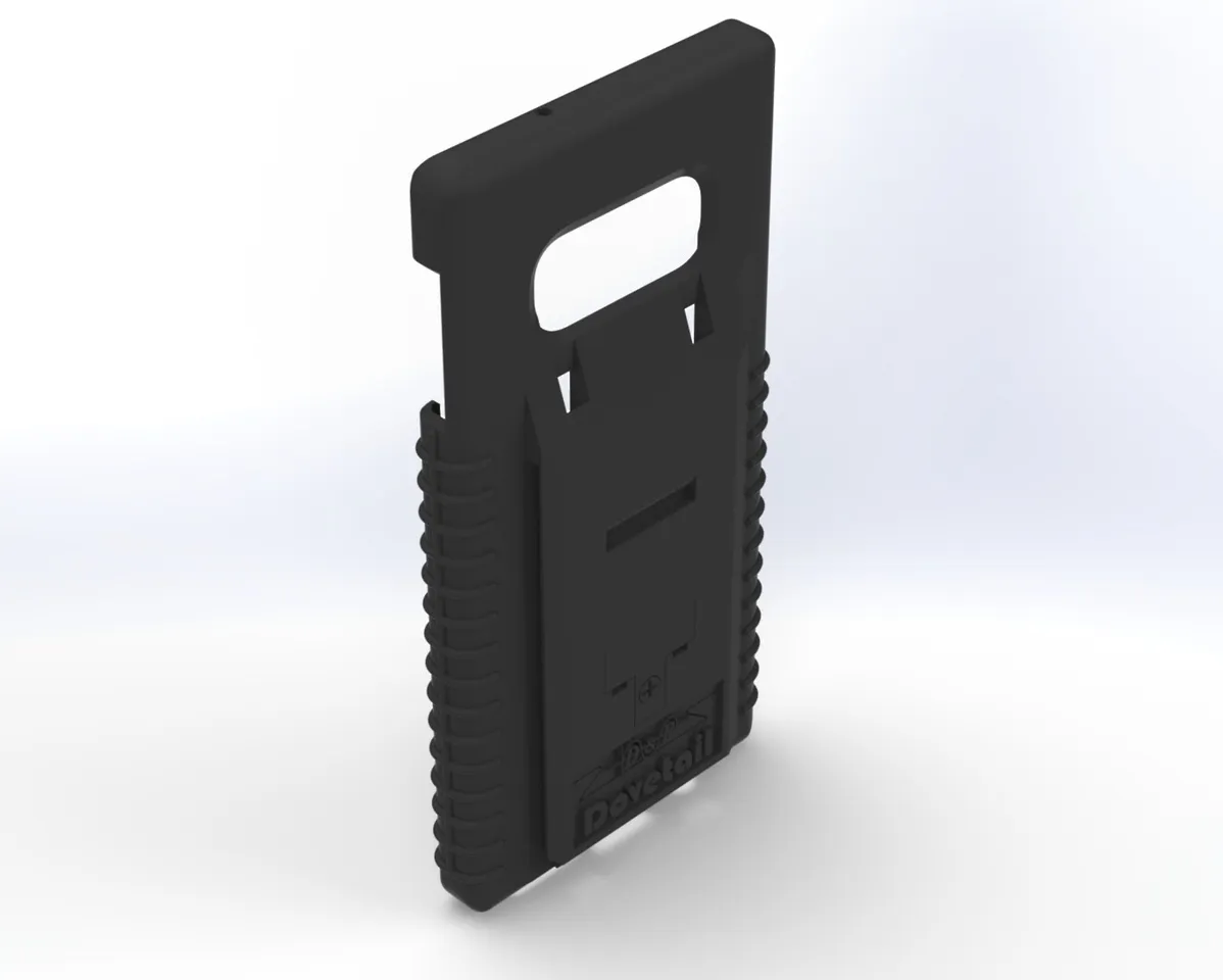 Empty S10e case seen from the rear at an angle, ribbed side grips and open camera cutout