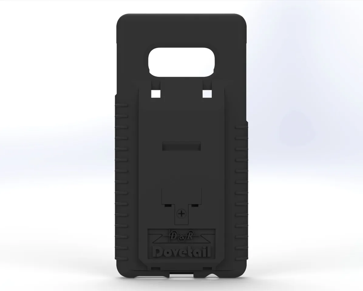D&R Dovetail phone case for the Galaxy S10e, rear view with the oval camera cutout and dock plate