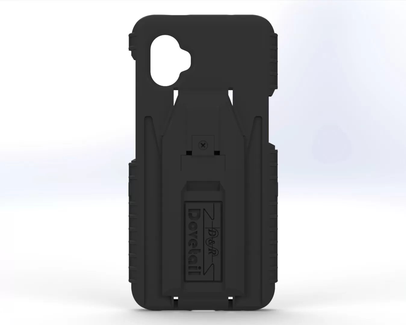 D&R Dovetail phone case for the Galaxy XCover6 Pro, rear view with molded docking cleat