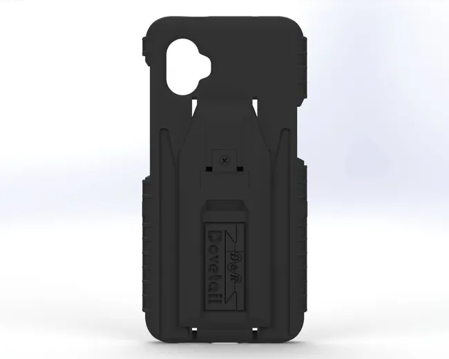 D&R Dovetail phone case for the Galaxy XCover6 Pro, rear view with molded docking cleat