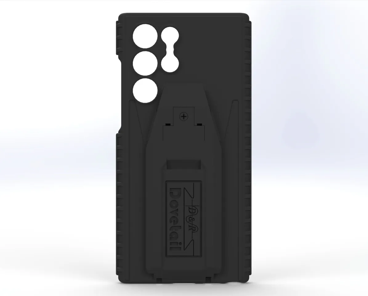 D&R Dovetail phone case for the Galaxy S22 Ultra, rear view with embossed docking plate