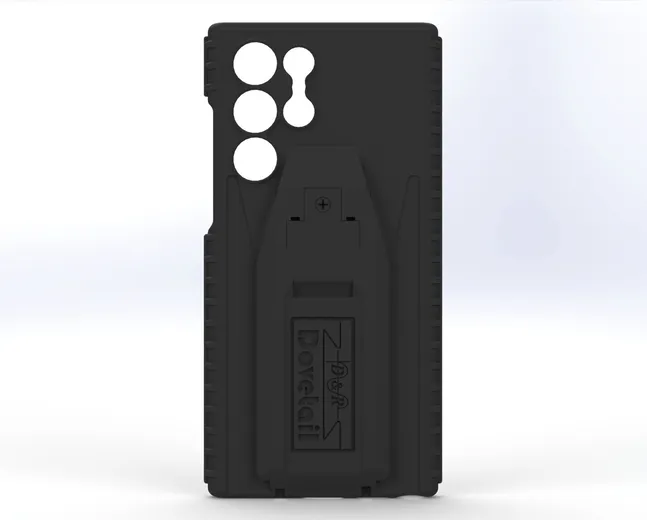 D&R Dovetail phone case for the Galaxy S22 Ultra, rear view with embossed docking plate