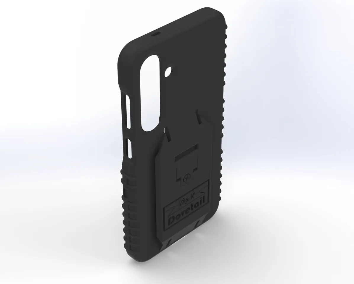 Empty S24 case from the rear at an angle, ribbed grips and open camera cut-out