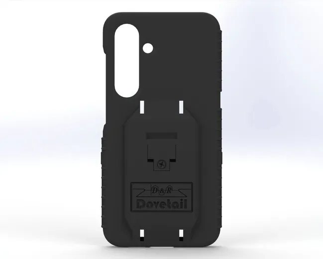 D&R Dovetail phone case for the Galaxy S24, flat rear view of the molded docking plate