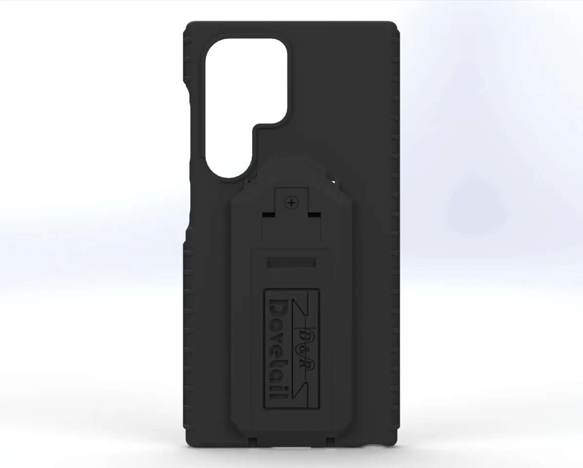 D&R Dovetail phone case for the Galaxy S24 Ultra, rear view with molded docking plate