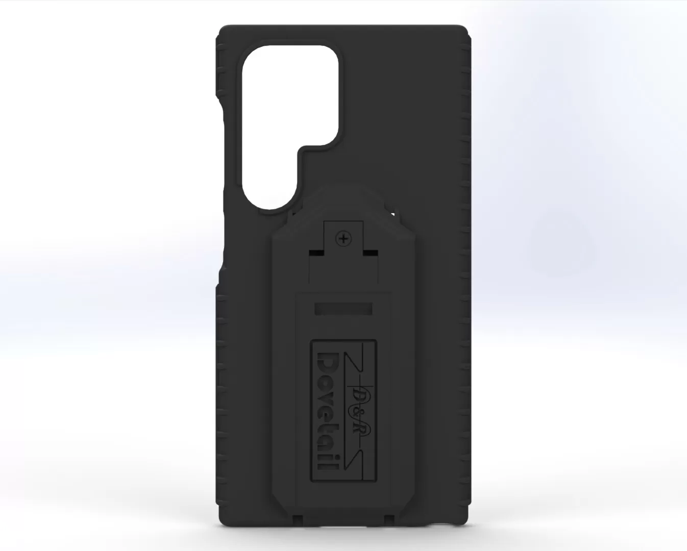 D&R Dovetail phone case for the Galaxy S24 Ultra, rear view with molded docking plate