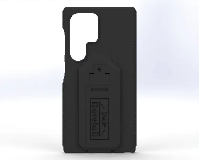 D&R Dovetail phone case for the Galaxy S24 Ultra, rear view with molded docking plate