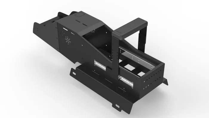 D&R 901-0188A emergency vehicle console for the 2025 Chevrolet Tahoe with built-in sliding armrest