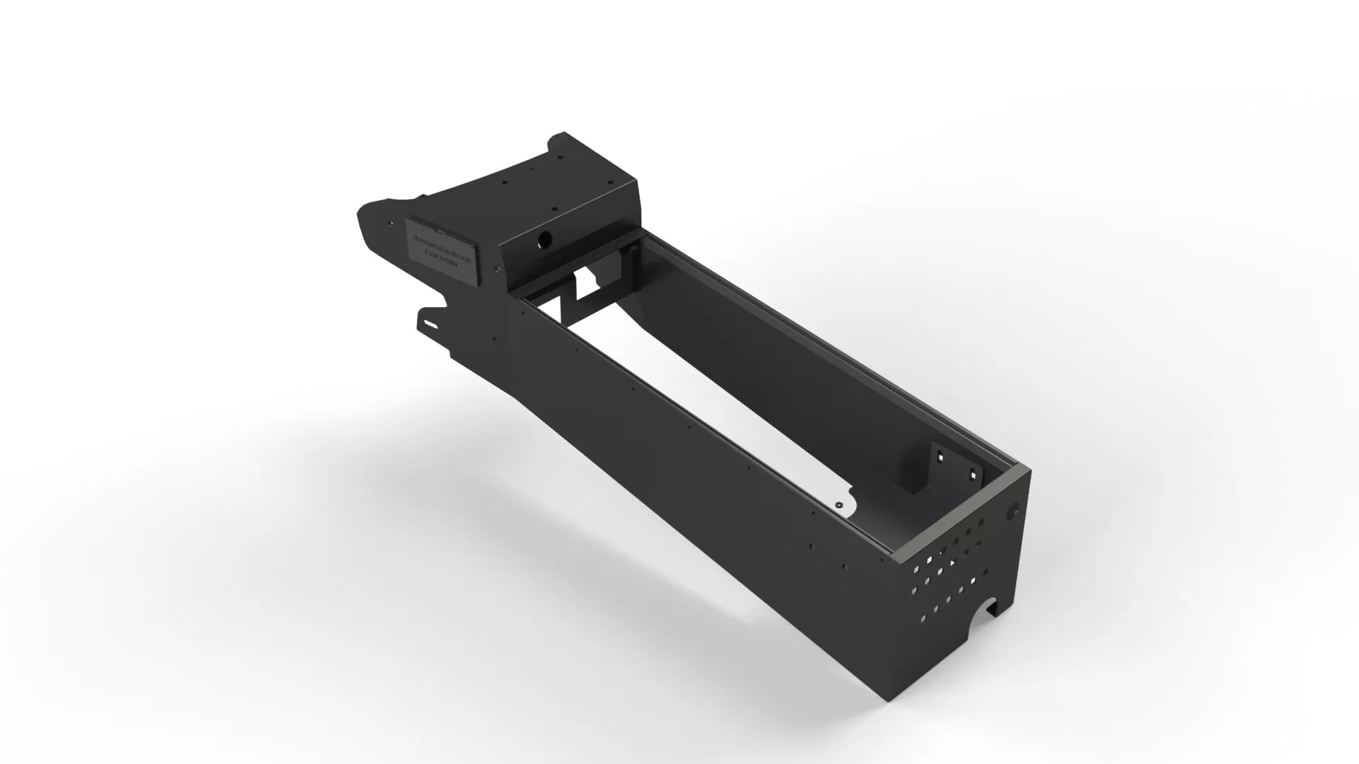 D&R 901-0184A emergency vehicle console for the Dodge Durango in semi-gloss black with transmission release cover
