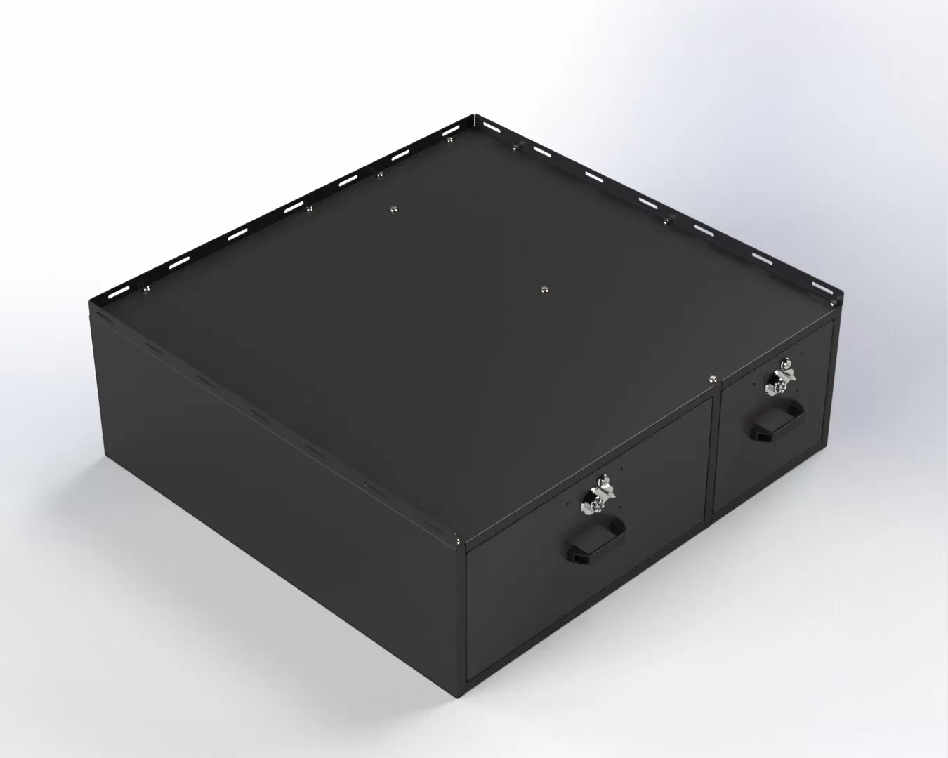 D&R 934-1021A two-drawer vehicle storage cabinet for the Ford Expedition Max, Simplex push-button locks