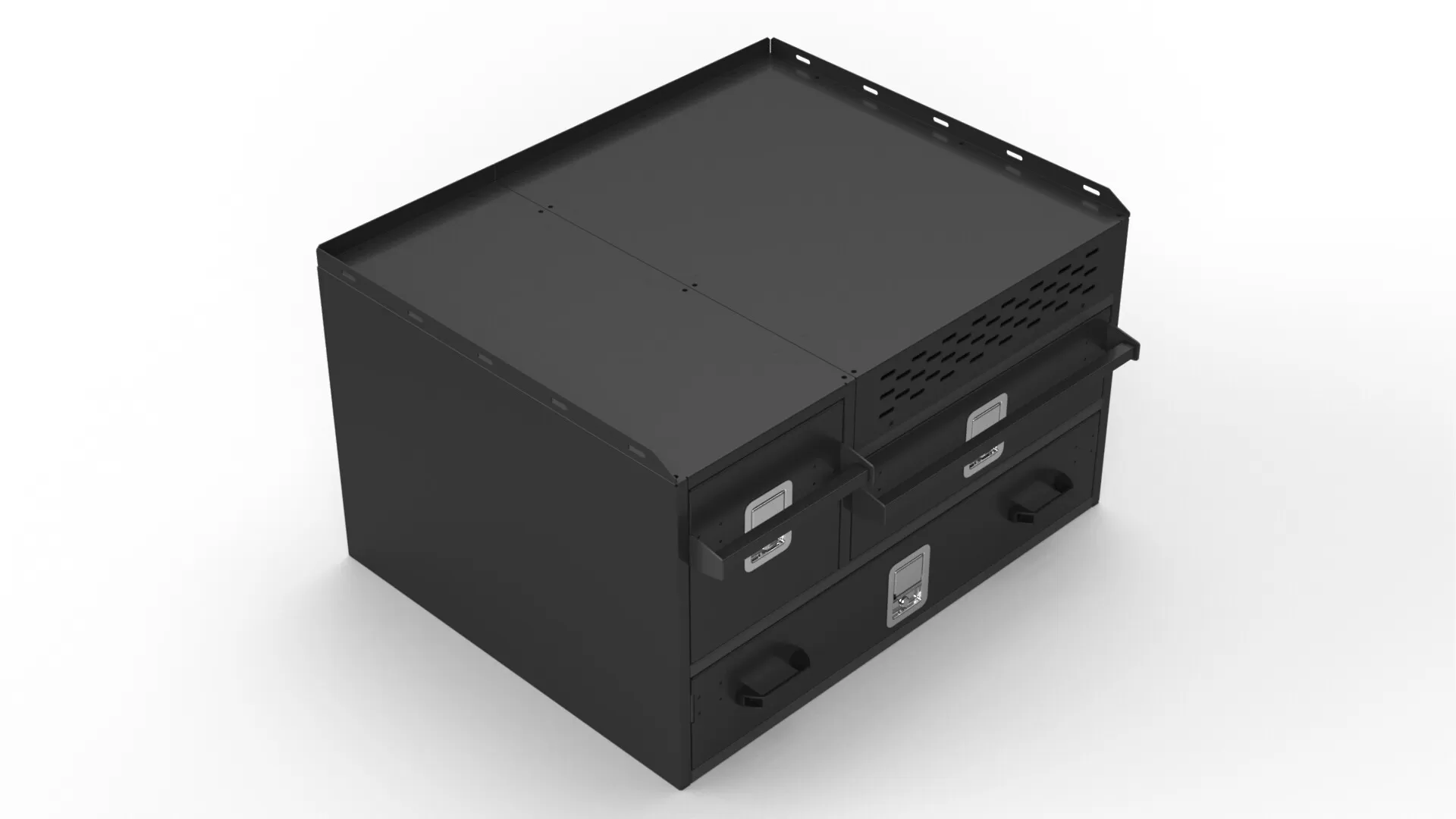 D&R 934-1007A three-drawer vehicle storage cabinet for the Ford Expedition with vented side panel