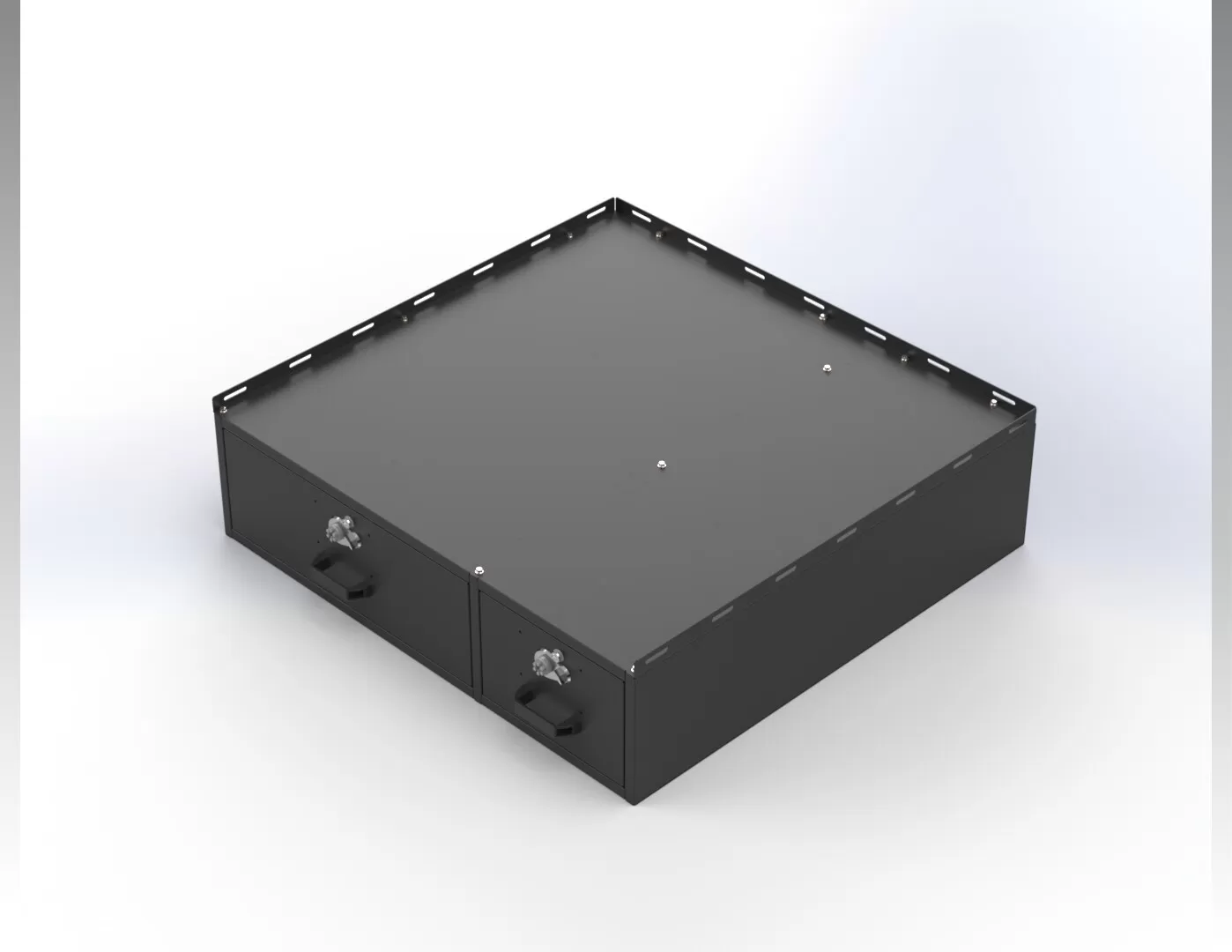 D&R 934-1005A two-drawer vehicle storage cabinet for the Ford Transit with Simplex locks, drawers shut