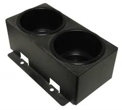D&R CA-0117L dual cupholder with two deep wells and slotted mounting flange, black textured finish