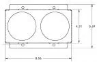 Top-down dimensioned drawing of the two cup wells, 8.56 inches wide by 5.69 inches overall