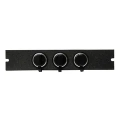 D&R CA-0103S triple outlet 12V power accessory on a black console faceplate with chrome socket bezels