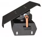 D&R LT7600 laptop mount swivel base with the mounting plate tilted up and orange locking swing-arm lever