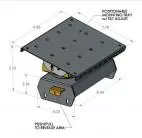 Dimensioned drawing of the positionable mounting tray with tilt adjust and push/pull arm release