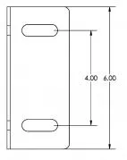 Dimensioned drawing of the bracket face with two slotted holes 4.00 apart on a 6.00 overall height