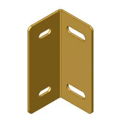 D&R 825-0138A arrowboard mounting bracket, gold-finished steel angle with four slotted bolt holes