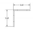 Side-profile drawing of the angle, both legs measuring 2.63 from the rounded bend