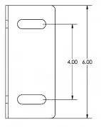 Dimensioned drawing of the bracket face with two slotted holes 4.00 apart on a 6.00 overall height