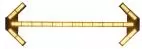 All amber LEDs illuminated across the centre bar and both angled end arrows, straight-on front view
