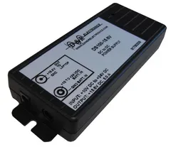 D&R DS100-15.6 DC to DC computer power supply in a black case, 10-24V DC in and 15.6V 5A out