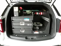 D&R 934-0500A dual drawer storage system installed in a white Ford Interceptor Utility cargo area