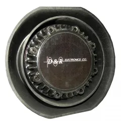 D&R DRCS110 siren speaker face-on, black nylon composite housing around a logo-stamped driver cap