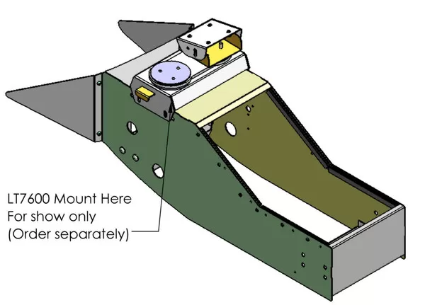 D&R 901-0079B contour console for the Dodge Charger, CAD view labelled LT7600 Mount Here, order separately