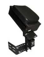 Side profile of the printer armrest showing the black padded top and adjustable console mounting arm