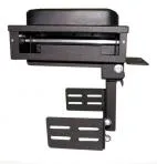 Front view of the armrest opening with the paper spool roller fitted and mounting plates below